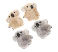 FONDOTIN Koala Plush Hair Clips 4pcs Small Fluffy Cartoon Claw Clamps for Women Side Bangs Hair Accessories in Grey and Brown