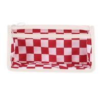 FONDOTIN Large Capacity PVC Checkered Pencil Bag with Smooth Zipper Portable Pen Case for Students Teachers Office Use Lightweight Tear-Resistant Stationery Organizer