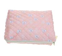 FONDOTIN Large Printed Quilted Makeup Pouch Cosmetic Storage Bag with Spacious Interior for Travel and Daily Use Stylish Cloth Material Patterned Makeup Tool Organizer