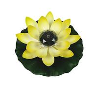 FONDOTIN Led Solar Powered Lotus Flower Pool Decoration Light, Yellow Waterproof Floating Outdoor Led Decoration Lights for Garden Pond and Aquarium