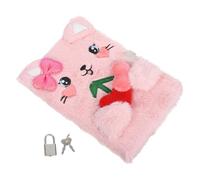 FONDOTIN Lockable Cat Journal with Key for Cute Furry Cat Diary with Bowknot Secure Lock Privacy Protection Writing and Drawing Notebook for School Travel