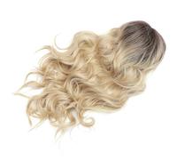 FONDOTIN Long Wavy Wig with Bangs for Women Natural Look Curly Headdress Comfortable Skin-friendly Daily Wear Stylish European Air Bangs White Tea Brown Top Dye