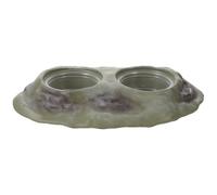 FONDOTIN Magnetic Reptile Feeder Ledge with Double Bowls for Lizards Frogs and Tortoises Hanging Food and Water Dish for Chameleons Gecko Turtle Habitat Easy Install Light Green