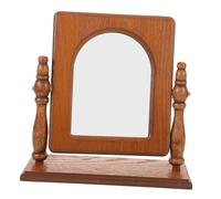 FONDOTIN Makeup Mirror with Stable Tabletop Design Wood Frame Vintage and Portable Stand, French Inspired Rustic Desktop Vanity Mirror for Bedroom or Dressing Table