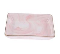 FONDOTIN Marble Soap Dish Serving Tray Draining Sponge Holder Decorative Coasters Rack Stone Sink Tray Para Bathroom Countertop Organizer Holders Trinket Tray Platter Napkin Pink Ceramics