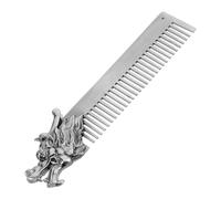 FONDOTIN Metal Hair Comb for Men Zinc Alloy Beard Guide Shaping Tool with Striking Dragon Head Design Dual-function Oil Head Styling Brush for Curly Hair and Beard Grooming