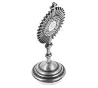 FONDOTIN Metal Tabletop Crucifix with Base, Lead-colored Catholic Cross Figurine for Bedroom and Living Room Decoration, Standing Prayer Cross Ornament for Home and Office