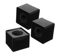 FONDOTIN Mic Logo Stations 3pcs Plastic Black Modern Design for Interviews Easy Installation Stylish Microphone Flag Holders