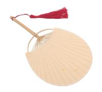 FONDOTIN Mini Bamboo Handheld Fan Portable Dual Sided DIY Painting Paper Fan with Tassel Natural Bamboo Frame for Chinese Year Wedding Dancing Photography Home Decoration