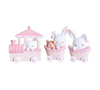 FONDOTIN Mini Bunny Train Cake Topper Cute Rabbit Figurine Birthday Decoration Easter Party Ornament Premium Cake Adornment for Rabbit Lovers and Festive Celebrations