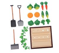 FONDOTIN Mini Farm Tool Model with Mini Vegetable Field Adornment Landscape Accessories for Dollhouse Decor Craftsmanship for Outdoor Planting Scene and Photography Prop