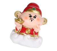 FONDOTIN Mini Feng Shui God of Wealth Statue Resin Figurine Compact Prosperity Enhancer for Office Home Decor Handcarved Cai Shen Sculpture Positive Energy Boost Lucky Ornament