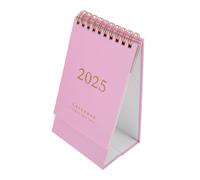 FONDOTIN Mini Standing Desk Calendar July to Dec Small Spiral Bound Monthly Planner with Compact Writing Space Freestanding Paper Flip Scheduler for Office School Pink