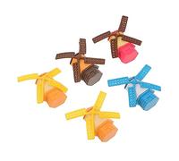 FONDOTIN Mini Windmill Model Accessories 5pcs Plastic Craft Home Adornment Desktop Decor Delicate Succulent Plant Decorations for Tabletop Decorative Display Random Color