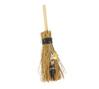 FONDOTIN Mini Witch Broom Pendant with Black Crystal Moon Ab Star Charm Vintage Style Hanging Ornament for Car Decoration Halloween Witchcraft Accessory