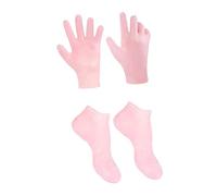 FONDOTIN Moisturizing Foot Socks and Exfoliating Gloves Set 2 Pairs Xl Size Pink for Dry Cracked Skin Care and Hydrating Foot Treatment