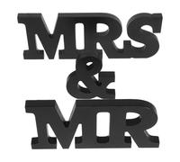 FONDOTIN Mr and Mrs Freestanding Letters Rustic in Black Mdf Wedding Sign Wooden with Distressed Vintage Design as Wedding Table Centrepieces and Reception Decor