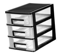 FONDOTIN Multi-layer Plastic Cosmetics Storage Box Drawers, 3-tier Mini Desktop Organizer for Makeup and Office Accessories, Black and Perfume and Lipstick Holder for Desk Storage