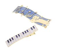 FONDOTIN Music Cat Hairpins Metal Barrettes with Piano Key and Note Elements, 2Pcs for Versatile Hair Styling and Special Events