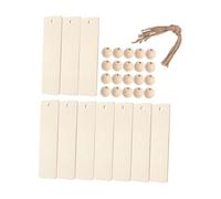 FONDOTIN Natural Wood Blank Bookmarks with Beads and Hemp Rope DIY Craft Kit Lightweight Student Stationery for Custom Coloring and Writing Rounded Edges Safety Tags for Reading Page