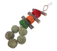 FONDOTIN Natural Wood Chew Snack for Rabbits Guinea Pigs Hamsters - Comfortable Teething Plaything with Corn Cob and Grass Ball, Small Animal Dental Treat for Biting and Grinding