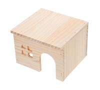 FONDOTIN Natural Wood Hamster Hideout with Ladder and Integrated Feeding Platform Escapeproof Small Animal Castle Accessory for Hamsters Rats Gerbils Cage Decor and Play Habitat