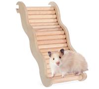 FONDOTIN Natural Wood Hamster Ladder with Wave Design for Safe Climbing and Chewing Multi-functional Reptile Bridge for Hamsters Chinchillas and Bearded Dragons Compact for Cage Accessories