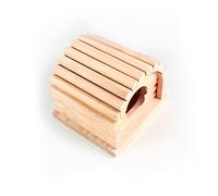 FONDOTIN Natural Wood Small Pet House Hamster Guinea Pig Hideout Round Hole Wooden Hamster Enclosure