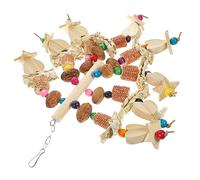 FONDOTIN Natural Wooden Parrot Chew Bite Resistant Hanging Foraging for Birds Easy to Install Safe Material for All Parrots and Birds to Exercise Beak and Play