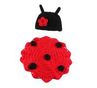 FONDOTIN Newborn Photography Prop Set Seven-Spot Ladybug Photography Costume Knitted Hat Unisex Outfits for Photo Shoot Sessions