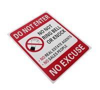 FONDOTIN No Enter Door Warning Sign 30x40cm Self-Adhesive Plastic No Soliciting Sticker Do Not Knock Door Plaque Label