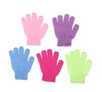 FONDOTIN Nylon Exfoliating Shower Gloves Five Finger Bathing Gloves for Men and Women 12pcs for Deep Dead Skin Removal, Multi-purpose Body Scrub Mitts and Random Color Suitable for Shower