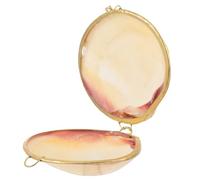 FONDOTIN Pearl Clam Shell Jewelry Box Gold Trim, Delicate Ring Case and Small Necklace Container, Decorative Seashell Trinket Box for Wedding and Home Organization Random Color Random Color
