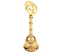 FONDOTIN Pentagram Divination Bell Handheld Copper Ritual Bell for Kitchen Bar Reception Office Home Use Polished Metal Altar Ornament and Meditation Call Ring