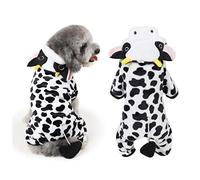 FONDOTIN Pet Costume Dog Halloween Suit Cow Jumpsuit for Dogs and Puppies Soft Fleece Outfit for Daily Wear Special Occasions and Photo Shoots