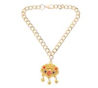 FONDOTIN Pet Jewelry Necklace Metal Longevity Lock Pendant Bell Adjustable for Cats Dogs Unique Idea
