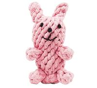 FONDOTIN Pet Rabbit Chew Toy Durable Cotton Rope for Dogs Teeth Cleaning Training Cute Pink Bunny Design for Puppies