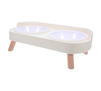 FONDOTIN Pet Tall Bowl Raised Elevated Spill-resistant for Small Dogs and Kittens Ergonomic Dining Station Ivory White Design