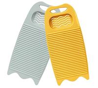 FONDOTIN Plastic Laundry Board and Anti-slip Washboard 2pcs Set with Soap Holder, Thickened Large Washing Scrubbing Board for Hand Washing Clothes at Home, Dormitory, School Household Use