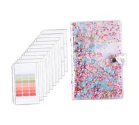 FONDOTIN Portable Money Organizer Binder with PVC Zipper Pocket Multi-Function Cash Envelope Budget Book for Household Finance Management Includes Zipper Pouches Card Slot Double Pocket