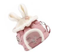 FONDOTIN Portable Plush Hamster Carrier Bag with Rabbit Ear Design Comfortable Small Pet Outdoor Backpack for Hamsters Squirrels Rabbits Cozy for Winter Use