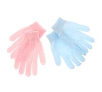 FONDOTIN Practical Double Sided Exfoliating Bath Gloves Thickened Shower Scrubbing Gloves with Divided Fingers for Deep Cleansing and Skin Massage Suitable for All Skin Types Blue and Pink