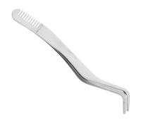 FONDOTIN Precision Stainless Steel Eyelash Extension Tweezers Curved Serrated Tip False Eyelash Applicator Tool for Makeup for Lash Clusters