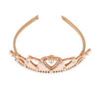 FONDOTIN Princess's Crown Headband for Little, Gold Pearl Tiara Birthday Hair Accessory, Performance and Party Headwear for