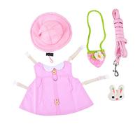 FONDOTIN Rabbit Dress up Harness Suit Hamster Leash Pet Suit Cat Vest Leash Accessories Set for Daily Walks