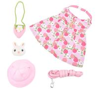 FONDOTIN Rabbit Harness Leash Set for Small Pets, Adorable Bunny Vest with Decorative Strap and Pulling Rope, Peach Color Large Size, Suitable for Holland Lop, Dwarf and Baby Rabbits