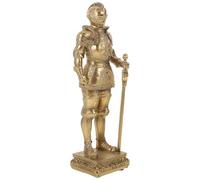 FONDOTIN Resin Figurine Ornament Copper Finish, Medieval Guard Statue for Office Desk and Home Decor, Miniature Resin Craft Figurine for Study and Shelf Accents