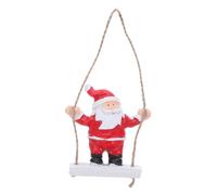 FONDOTIN Resin Santa Claus Christmas Swing Ornament Mini Holiday Hanging Decoration with Playful Swing Design Lightweight Resin Craft for Xmas Tree Shelves Desks and Festive Winter Party