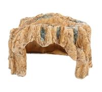 FONDOTIN Resin Turtle Tanning Platform with Cave Hideout Reptile Habitat Ornament for Aquarium Crab Sheltering Place and Snake Climbing Craft Yellow Rock Design Pet Climbing and Resting