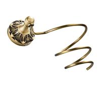 FONDOTIN Retro Copper Wall-mounted Hair Dryer Rack Embossed round Base Antique Brass Bathroom Hair Tool Organizer for Home for Wall Storage